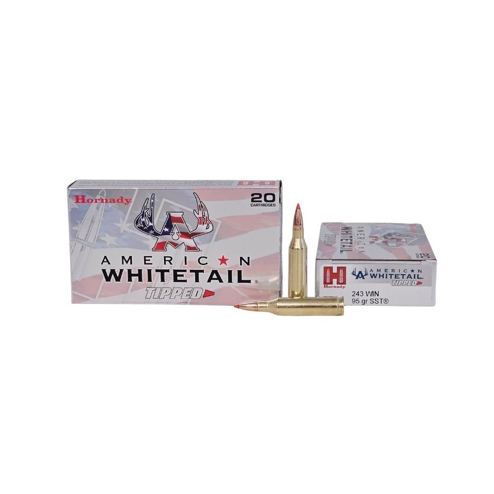 Náboj kulový Hornady, American WhiteTail Tipped, .243 Win., 95GR (6,16g), SST